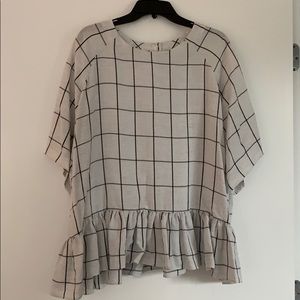Windowpane peplum top
